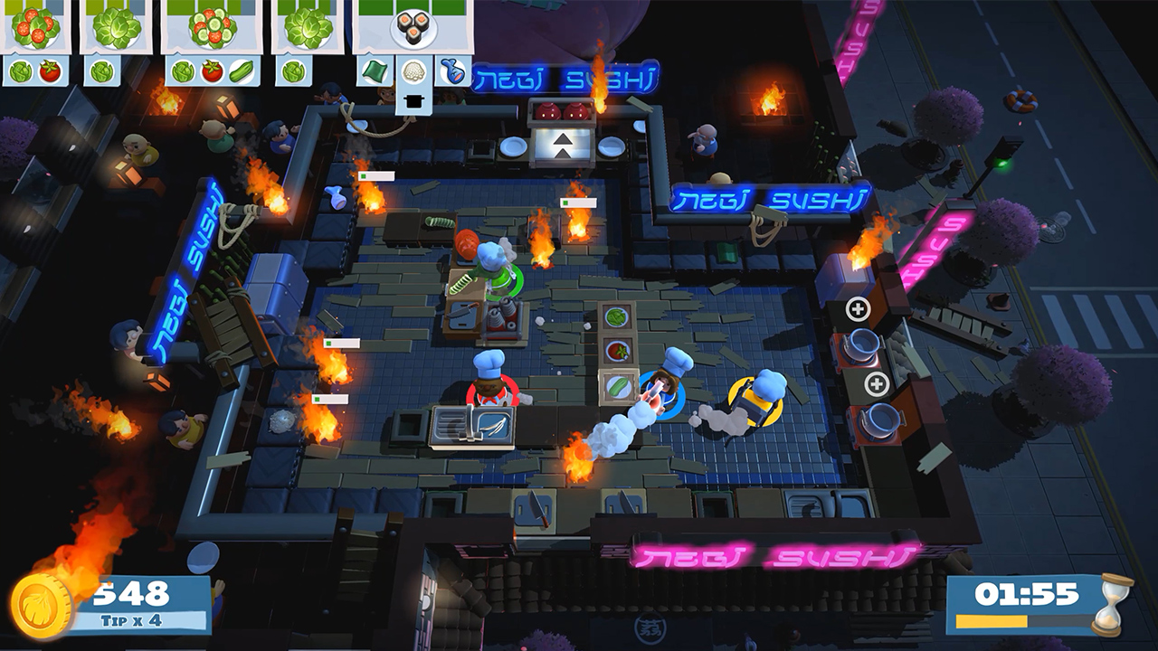 découvrez overcooked asiatique, un jeu de cuisine coopératif où vous préparez des plats asiatiques dans des cuisines délirantes. affrontez des défis amusants en équipe et testez votre coordination pour servir un maximum de clients !